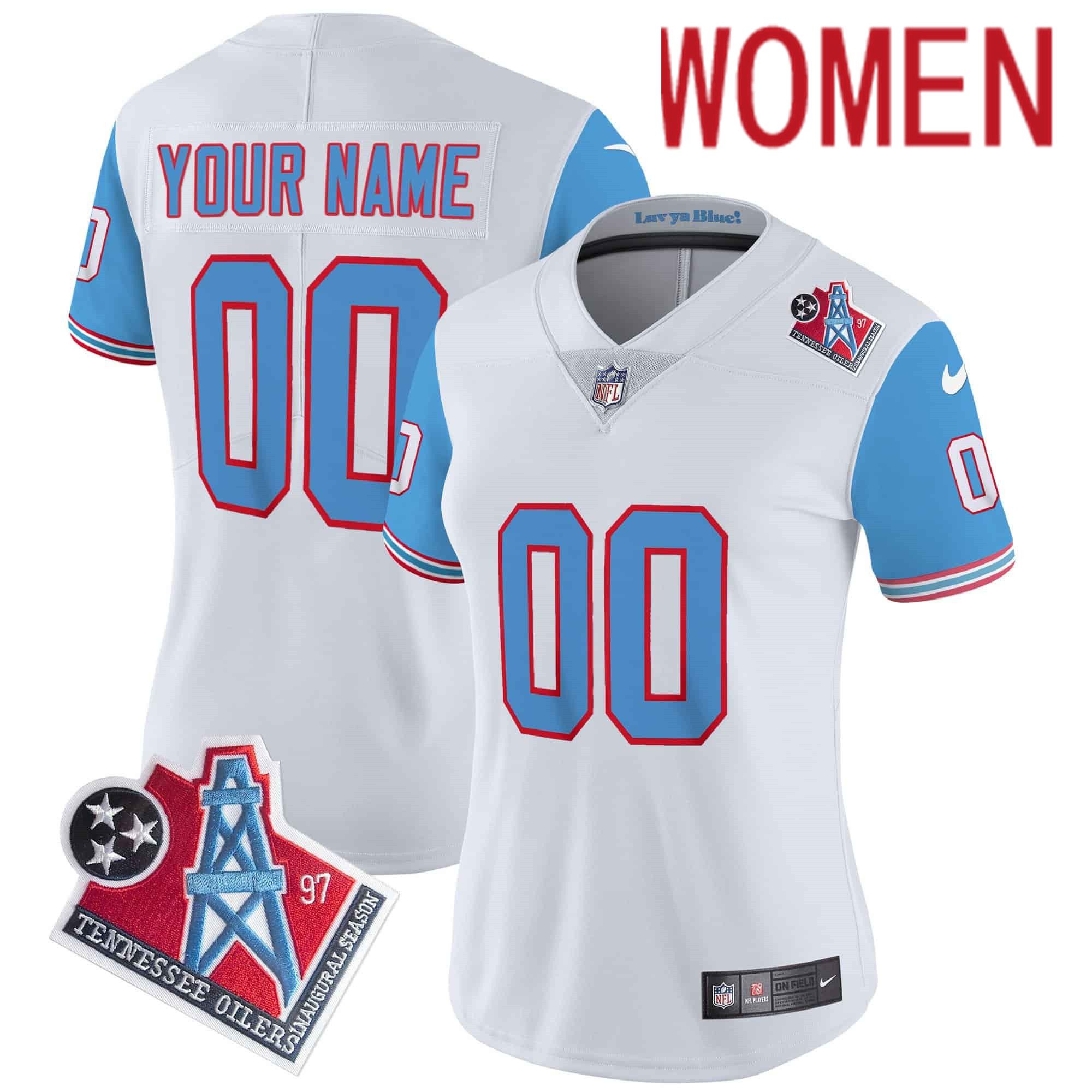 Women Tennessee Titans White 1997 Throwback 2024 Nike Limited Vapor Custom NFL Jersey style 1